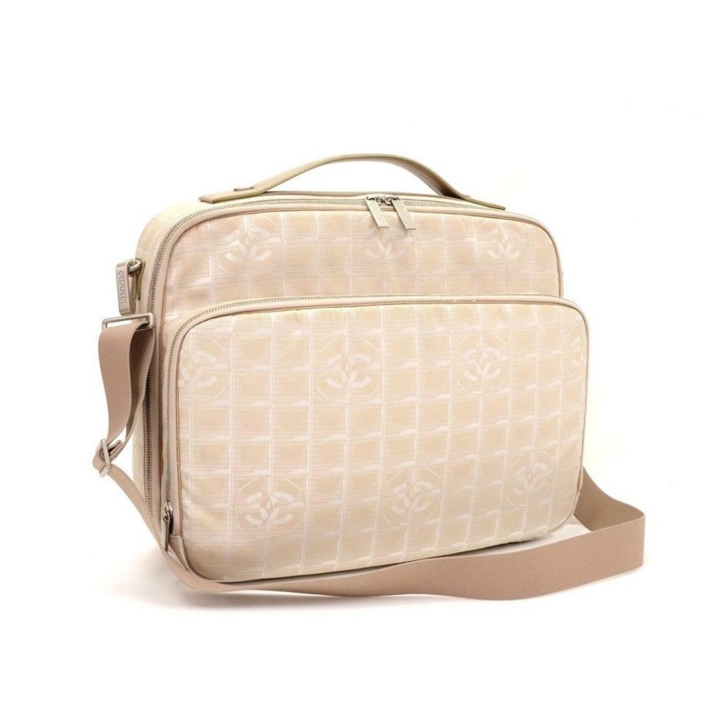 Chanel Very Rare New Line Briefcase Beige Textile/Leather Messenger Bag